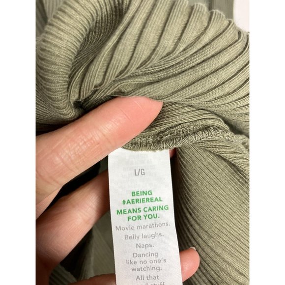 Aerie Women's Large Green Long Sleeve Knit Shirt - Picture 6 of 9